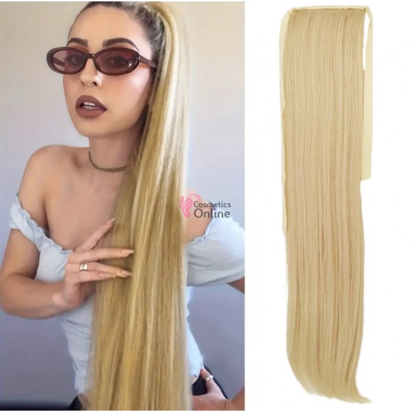 Extensie de par coada dreapta cu snur 70 cm Blond Deschis Ash Mixt CYF7154115613